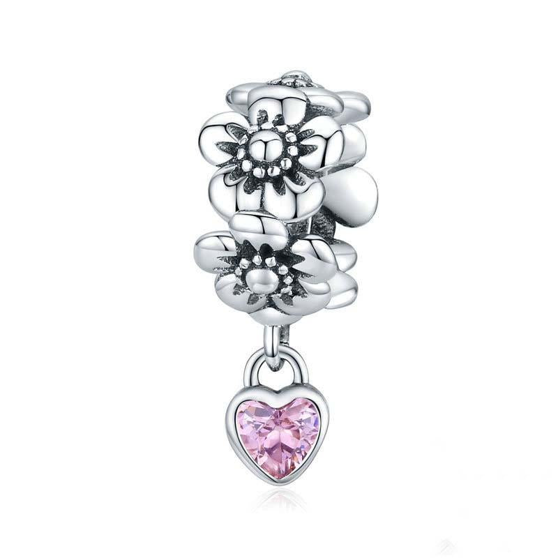 925 Sterling Silver Flower Bead Bracelet Charms Bracelets
