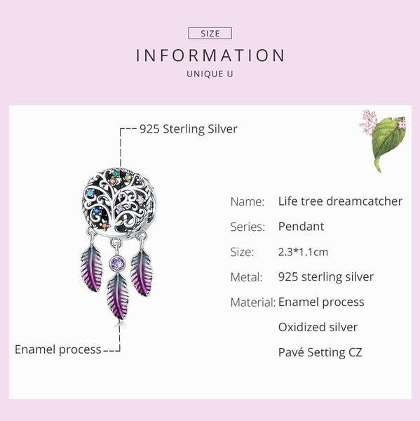 925 Sterling Silver Tree Of Life Dream Catcher Bracelet / Necklace Set Charms & Pendants