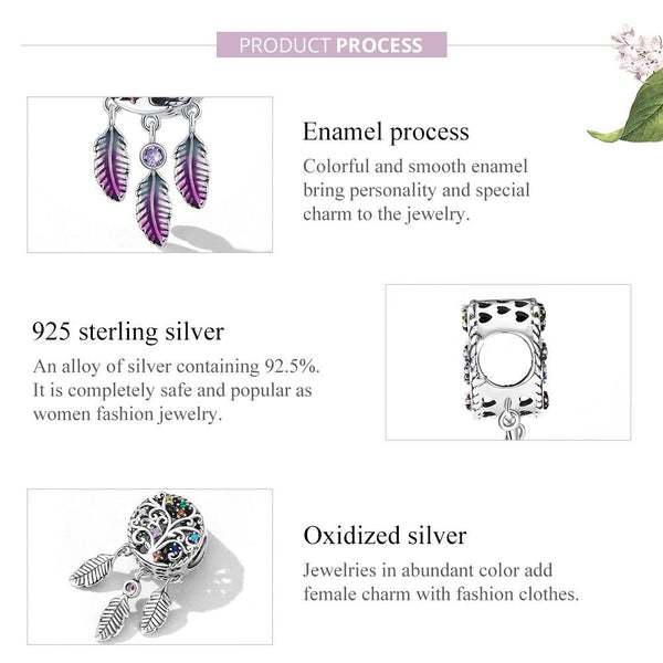 925 Sterling Silver Tree Of Life Dream Catcher Bracelet / Necklace Set Charms & Pendants