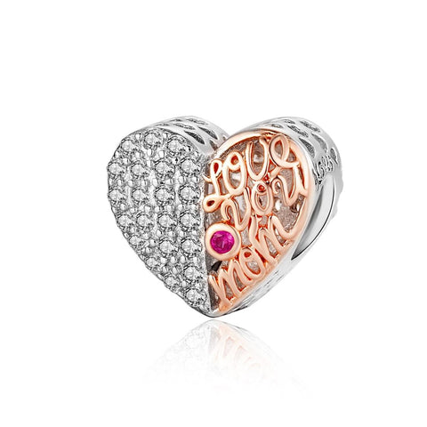925 Sterling Silver Mother's Heart Bead Pendant For Diy Bracelets And Necklaces Charms & Pendants