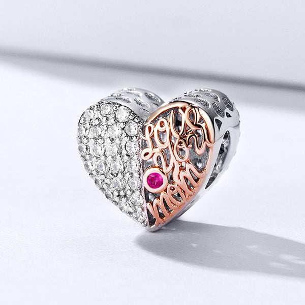 925 Sterling Silver Mother's Heart Bead Pendant For Diy Bracelets And Necklaces Charms & Pendants