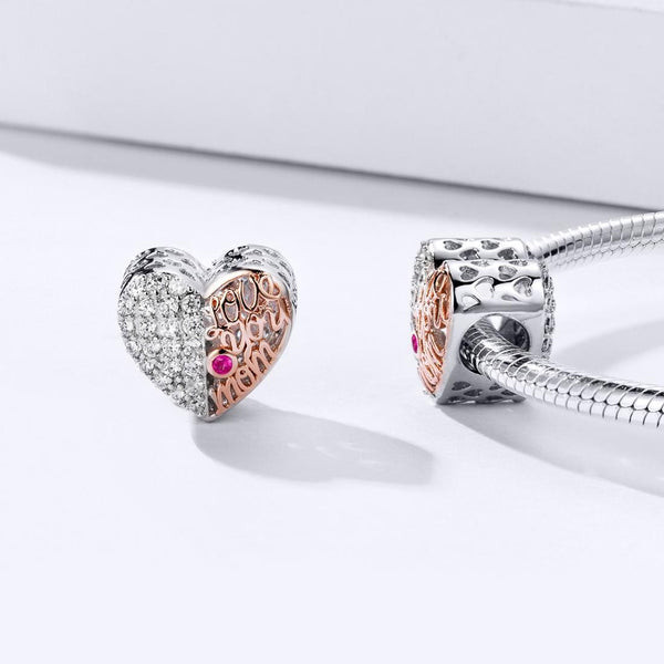 925 Sterling Silver Mother's Heart Bead Pendant For Diy Bracelets And Necklaces Charms & Pendants