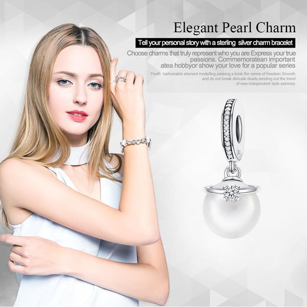 925 Sterling Silver Chic Pearl Charm For Diy Bracelets Necklaces & Pendants