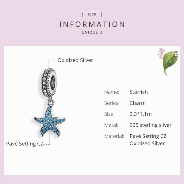 925 Sterling Silver Starfish Pendant Charm For Women's Diy Bracelets Charms & Pendants