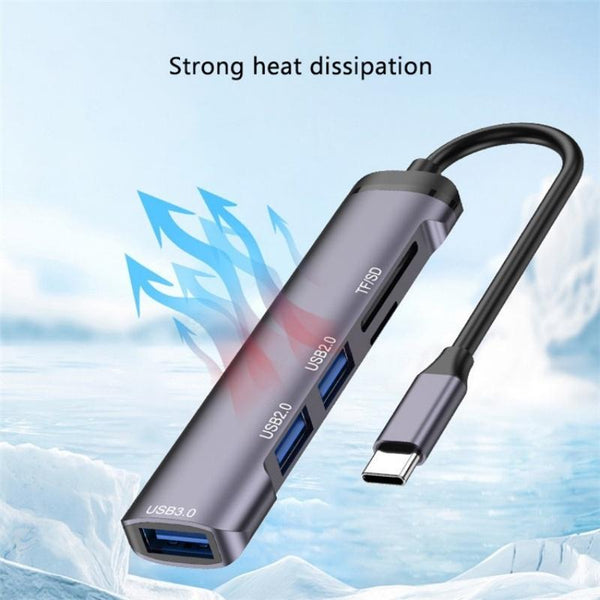 Type C Usb Hub With Usb2.0X2 Usb3.0 And Tf / Sd Card Slots Usb Cables Hubs & Adapters