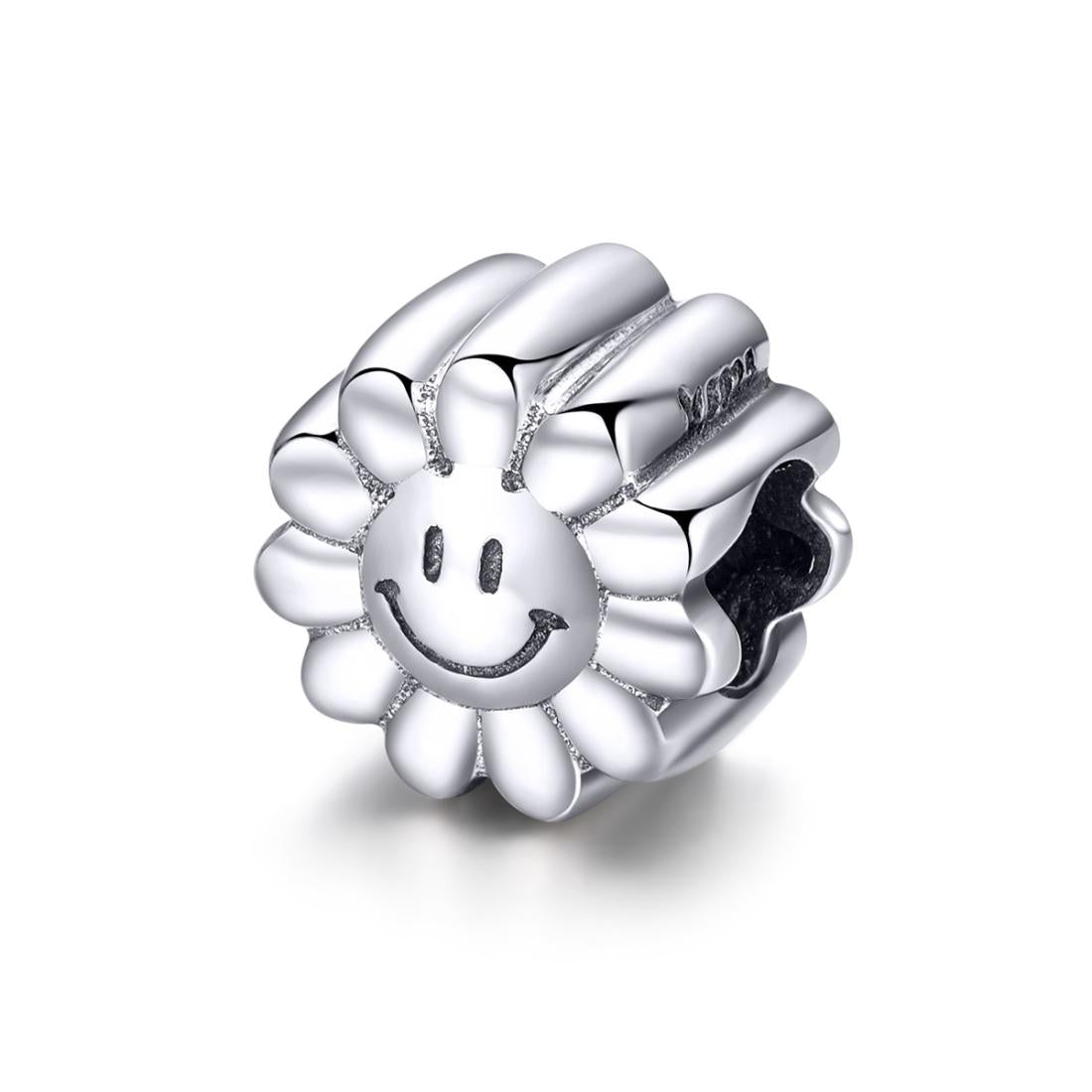 925 Sterling Silver Sunflower Smile Bead Pendant Craft Beads