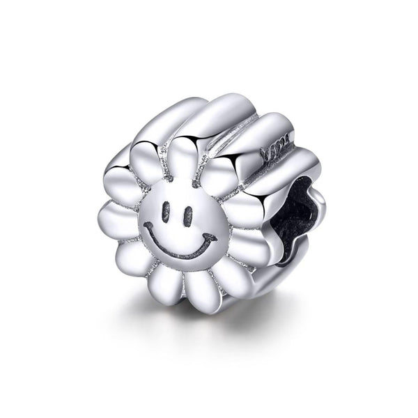 925 Sterling Silver Sunflower Smile Bead Pendant Craft Beads