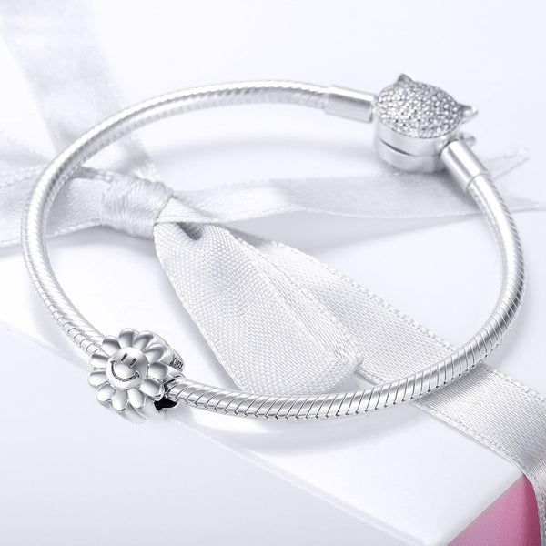 925 Sterling Silver Sunflower Smile Bead Pendant Craft Beads