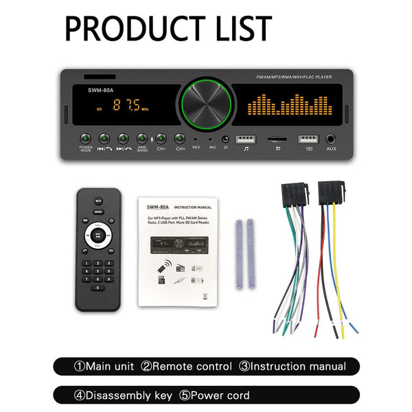 12V Car Mp3 With Fm Am Bluetooth Voice Assistant Car Audio In Dash Units