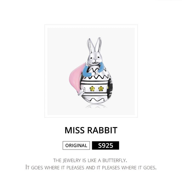 925 Sterling Silver Bunny Bead Bracelet / Necklace Accessory Charms & Pendants