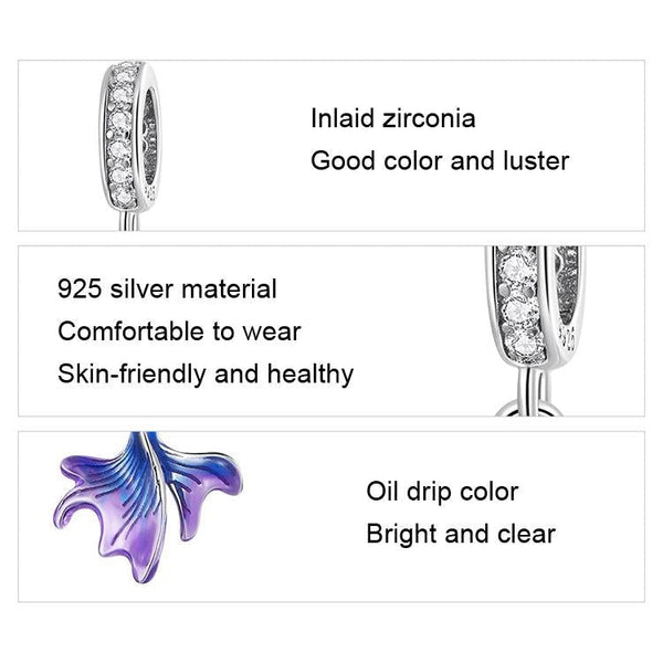 925 Sterling Silver Blue Fish Diy Pendant Beaded Accessory Charms & Pendants