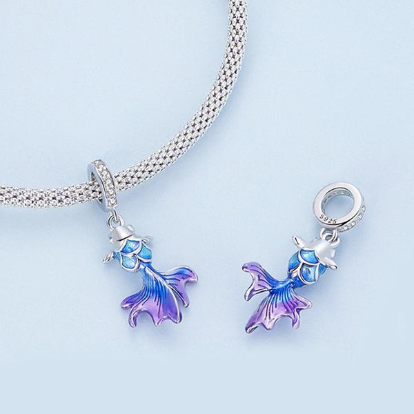 925 Sterling Silver Blue Fish Diy Pendant Beaded Accessory Charms & Pendants