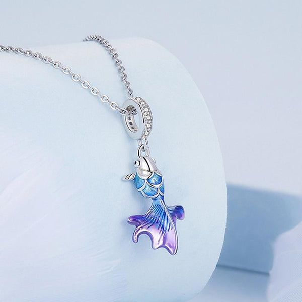 925 Sterling Silver Blue Fish Diy Pendant Beaded Accessory Charms & Pendants