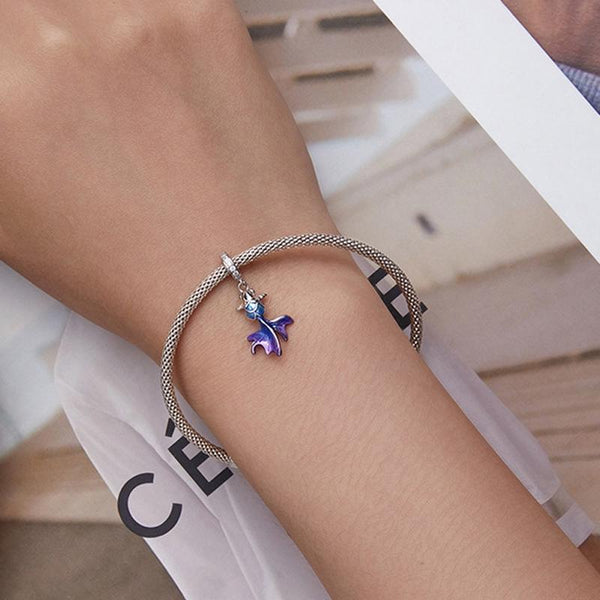 925 Sterling Silver Blue Fish Diy Pendant Beaded Accessory Charms & Pendants