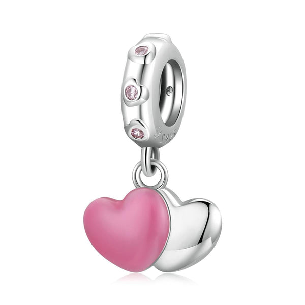 925 Sterling Silver Double Love Pendant For Bracelet Or Necklace Charms & Pendants