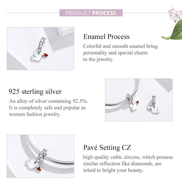 925 Sterling Silver Love Dove Pendant For Diy Bracelet Or Necklace Charms & Pendants