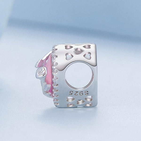 925 Sterling Silver Pink Glass Rose Bracelet Bead Charms & Pendants