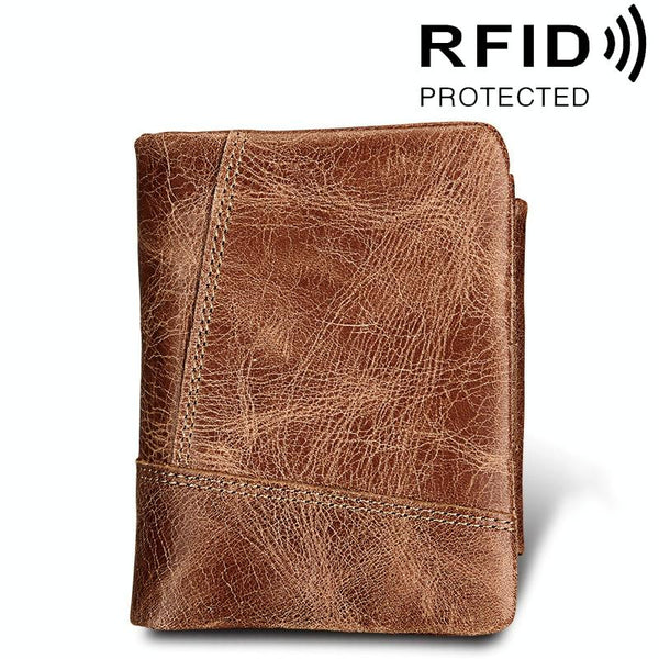 Men Taupe Leather Rfid Card Holder Wallet Wallets