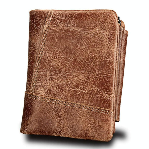 Men Taupe Leather Rfid Card Holder Wallet Wallets