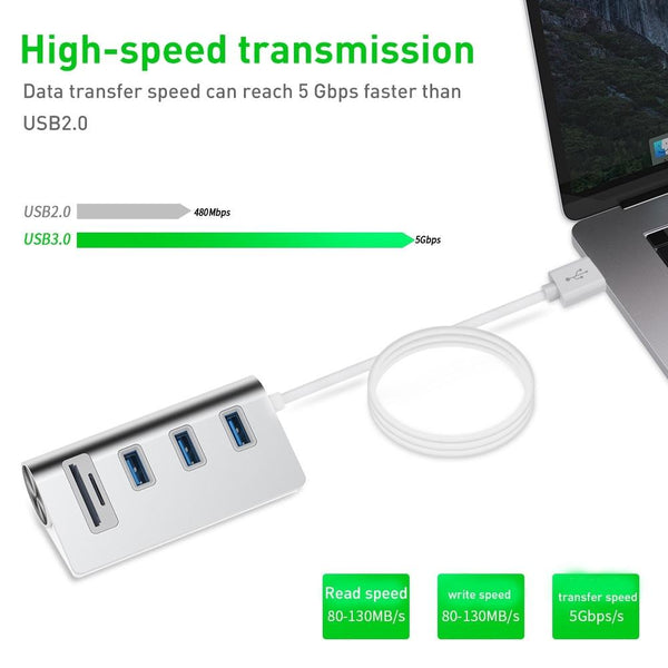Usb3.0 Card Reader Hub Adapter With Ports Usb Cables Hubs & Adapters
