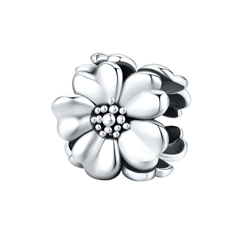 925 Sterling Silver Flower Beaded Bracelet Accessory Charms & Pendants