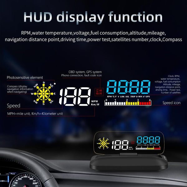 Car Hud Head Up Display Water Temperature / Vehicle Speed Voltage Other Instruments & Gauges