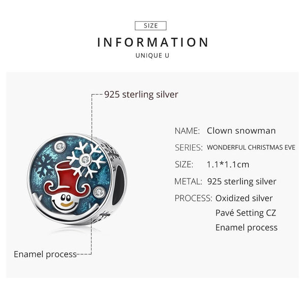 925 Sterling Silver Clown Snowman Beads For Diy Bracelets & Necklaces Charms & Pendants