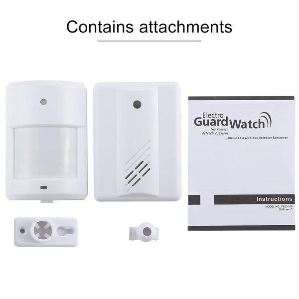 Wireless Electro Guard Watch Remote Detective System Kit Upgraded Version White Sensors & Motion Detectors