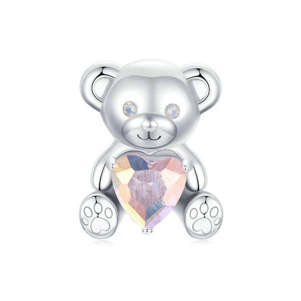 925 Sterling Silver Valentine's Day Bear Beads Charms & Pendants