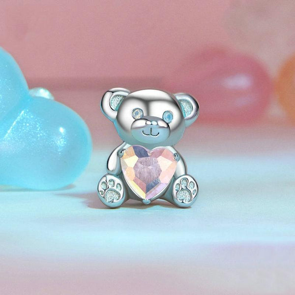 925 Sterling Silver Valentine's Day Bear Beads Charms & Pendants