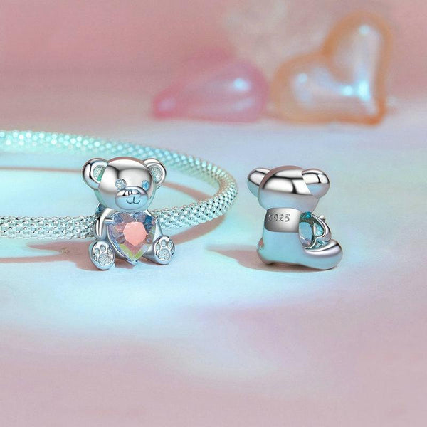 925 Sterling Silver Valentine's Day Bear Beads Charms & Pendants