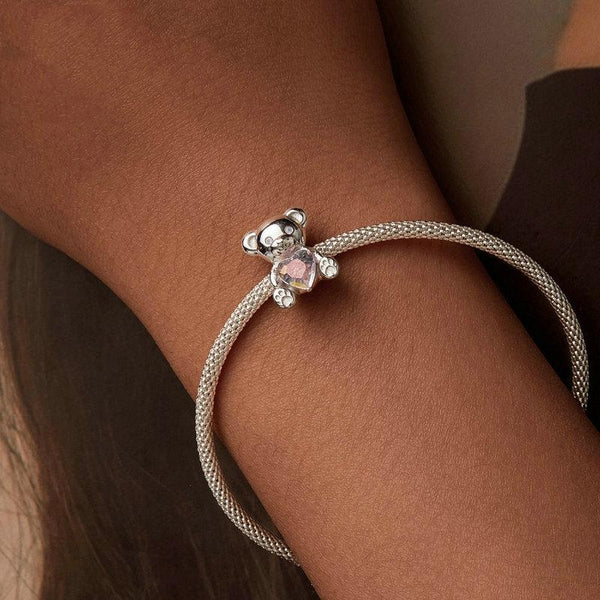 925 Sterling Silver Valentine's Day Bear Beads Charms & Pendants