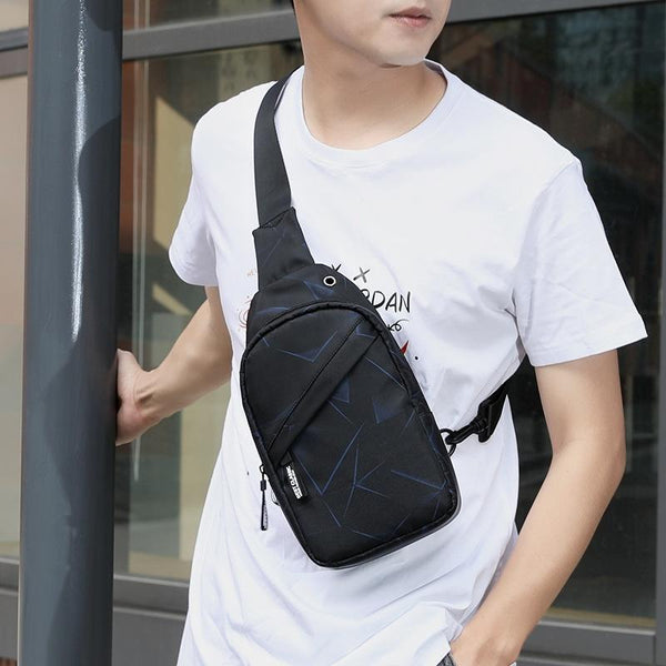 Men Oxford Cloth Chest Bag Line Blue Multi Purpose Sports Messenger Bags