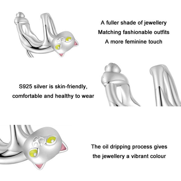 925 Sterling Silver White Cat Beaded Bracelet Bsc520 Sr Charms & Pendants