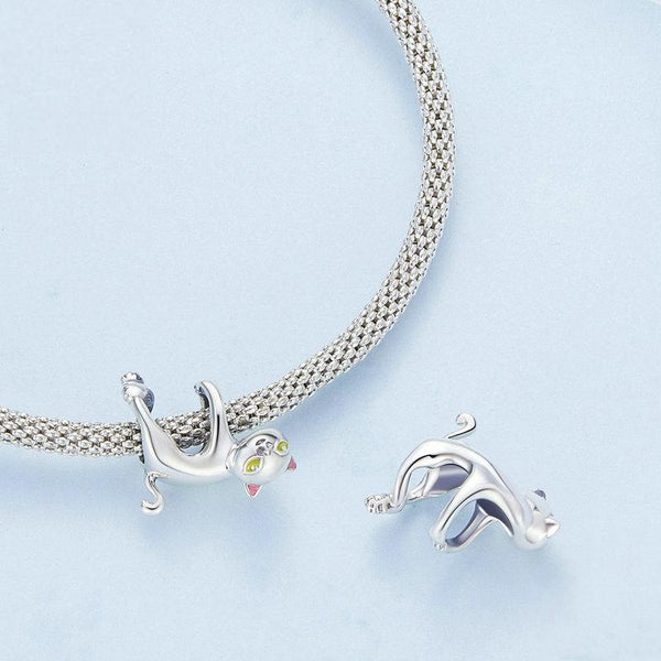 925 Sterling Silver White Cat Beaded Bracelet Bsc520 Sr Charms & Pendants