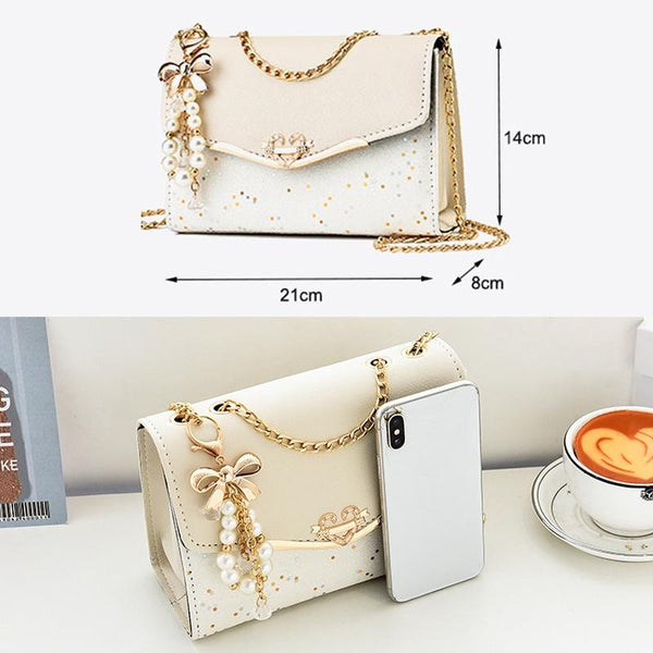 Sequined Messenger Shoulder Bag For Women Beige Women's Bags & Handbags
