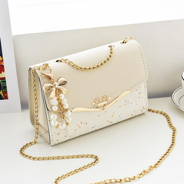 Sequined Messenger Shoulder Bag For Women Beige Women's Bags & Handbags