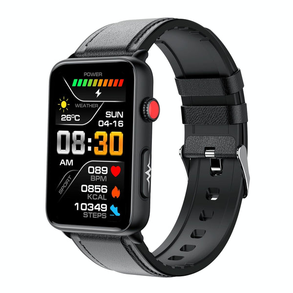 Bluetooth Smart Watch With Ecg Temperature And Heart Rate Black Silicone Smart Watches