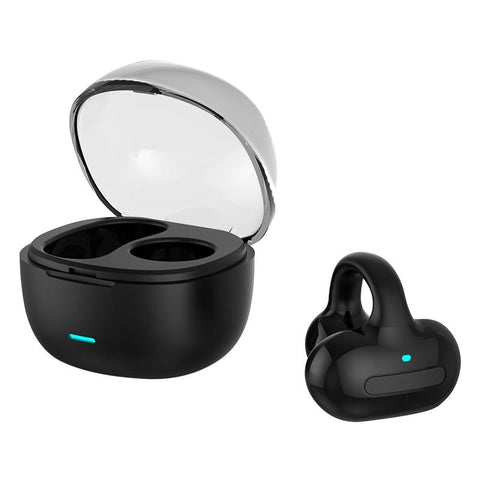 Ear Clip Type Touch Bone Conduction Bluetooth Earphone With Charging Warehouse Black Earbuds