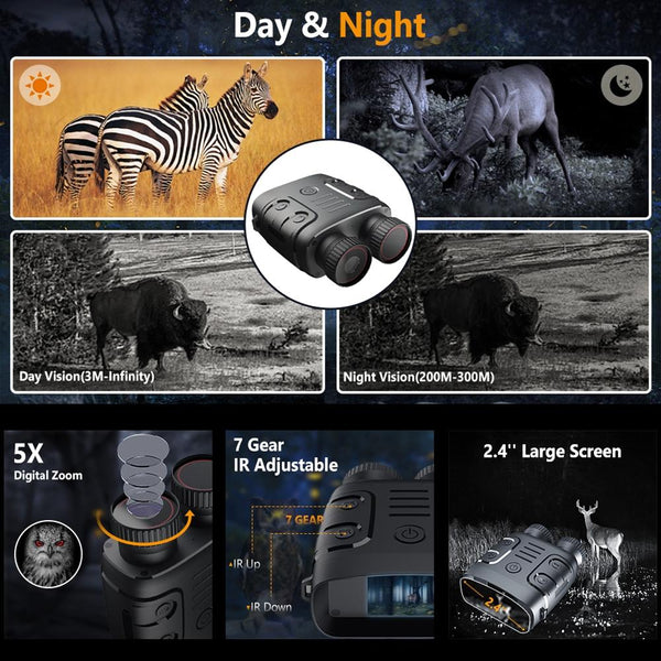 1080P Hd Binocular With Infrared Night Vision 2.4 Screen 5X Zoom Binoculars & Monoculars