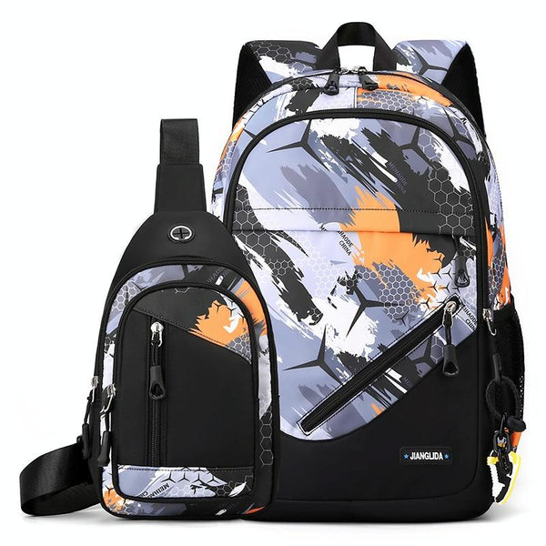 Lightweight 2 In 1 Backpack And Chest Bag For Men Blue Football Orange Honeycomb Bags