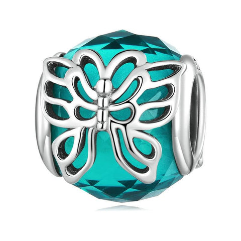 925 Sterling Silver Butterfly Bracelet With Insect Pattern Beads Charms & Pendants