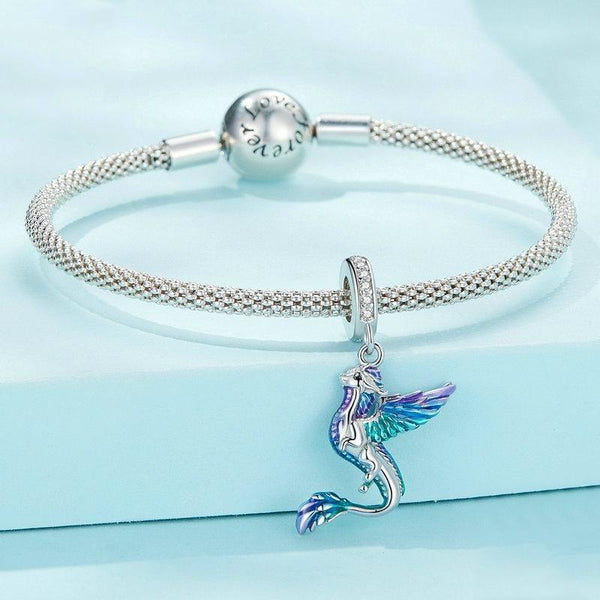 925 Sterling Silver Dragon Bracelet With Zircon Beads Charms & Pendants