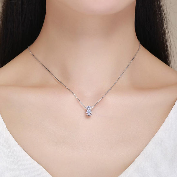 925 Sterling Silver Purple Flower Bracelet With Diamond Beads Charms & Pendants