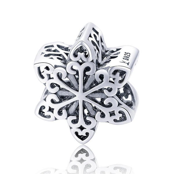 925 Sterling Silver Snowflake Beads For Diy Bracelets & Necklaces Charms & Pendants