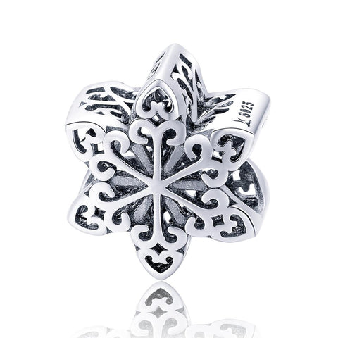 925 Sterling Silver Snowflake Beads For Diy Bracelets & Necklaces Charms & Pendants