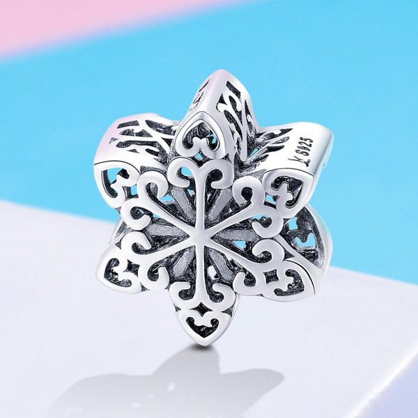 925 Sterling Silver Snowflake Beads For Diy Bracelets & Necklaces Charms & Pendants