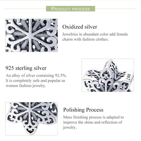 925 Sterling Silver Snowflake Beads For Diy Bracelets & Necklaces Charms & Pendants