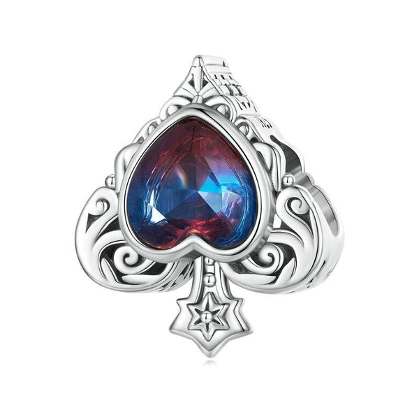 925 Sterling Silver Synthetic Tourmaline Heart Spades Bracelet Charms & Pendants