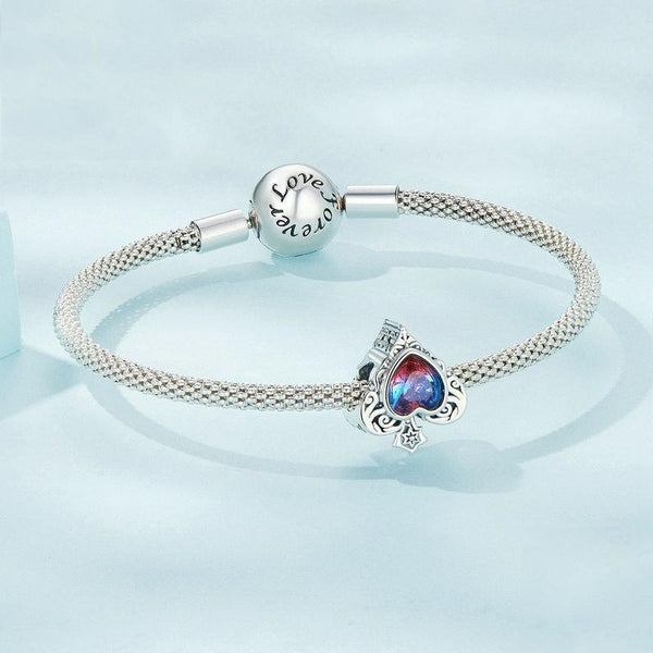 925 Sterling Silver Synthetic Tourmaline Heart Spades Bracelet Charms & Pendants